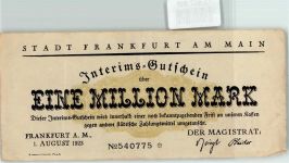 W6000 Frankfurt am Main Eine Million Mark Notgeld Deutschland Notgeldschein