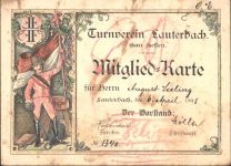 W6420 Lauterbach (Hessen) Mitglied-Karte Turnverein Lauterbach von 1898 Turnen KEINE AK