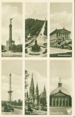 W1000 Berlin Mitte Zerteil AK Siegessäule Rolandbrunnen Nationalgalerie Funkturm Kaiser Wilhelm Gedächtniskirche Hedwigskirche Besondere Karte Foto AK