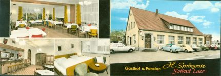 49196 W4518 Bad Laer KEINE AK Gasthaus Pension Springrose Aussen-und Innenansicht Klappkarte