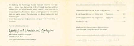49196 W4518 Bad Laer KEINE AK Gasthaus Pension Springrose Aussen-und Innenansicht Klappkarte