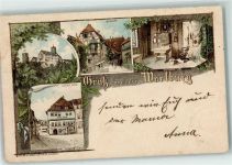 99510 O5321 Wartburg Lithographie Burghof Lutherstube Luther Haus