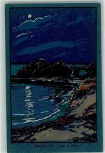Anse de Dineo Bretagne Mondschein sign.HS Motiv Frankreich Künstlerkarte