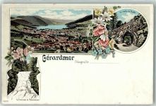 88400 Gerardmer Gerdsee Gebrauchsspuren La cascade de Retournemer La roche du Diable Lithographie
