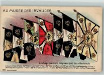 Paris Erbeutete deutsche Regimentsfahnen im Museum des Invalides Propaganda WK I Gebrauchsspuren