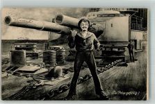 Ne Prise gefällig Panzerschiff Marine Militär Humor WK I 1914 Künstlerkarte