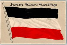 Schwarz-Weiß-Rot Kriegskarte an den Landsturmmann Fahne 1914 Prägedruck