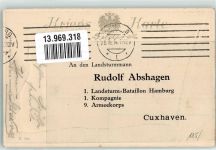 Schwarz-Weiß-Rot Kriegskarte an den Landsturmmann Fahne 1914 Prägedruck
