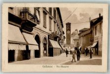 21013 Gallarate 1924 Foto AK Via Mazzini Geschäft Kirche