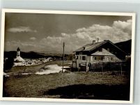 87484 W8964 Nesselwang FOTO KEINE AK Cafe Pension mit Kirche St. Andreas Ort handschriftlich