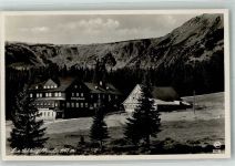 Schlingelbaude 1928 Foto AK Hüttenstempel