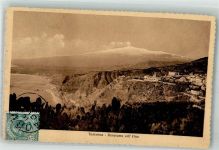 98039 Taormina 1911 Foto AK Ätna Marke bildseitig