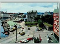 Bergen Foto AK Hafen und Hakonshalle
