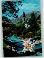 83486 W8243 Ramsau b. Berchtesgaden - Kirche mit Reiteralpe Edelweiß AKU2