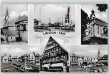 49808 W4450 Lingen (Ems) - Kirche Markt Auto Haus Baum Schiff