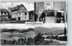 34549 W3593 Kleinern - Pension Scharny Gesamtansicht Berg Feld Baum