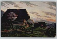 August Simon , Sonnenuntergang Schwarzwald Maler