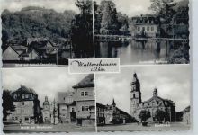 99880 O5812 Waltershausen , Thür - Schloss Tenneberg, Gaststätte Bellevue, Markt mit Nikolaustor, Stadtkirche