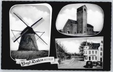 48734 W4421 Groß Reken - Windmühle, Gasthaus Zum weißen Haus, Kirche