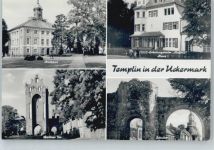 17268 O2090 Templin - rathaus, Berliner Tor, FDGB-Erholungsheim Aufbau, Schultor