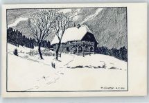 78048 W7730 Schwenningen am Neckar - Zeichnung sign. Goethe, Lettwieser Hütte Ortsgruppe Schwenningen