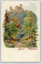 99510 O5321 Wartburg Lithographie / Künstlerkarte