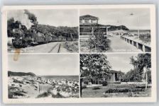18586 O2356 Baabe , Ostseebad Gebrauchsspuren Eisenbahn Rasender Roland, Gaststätte am Strand, Konzertplatz