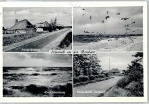 25813 W2250 Schobüll b Husum, Nordsee - Friesenhaus, Landpoststempel, Möwen im Sturm, Kinderheim Soltau