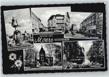 47441 W4130 Moers - Denkmal König Friedrich 1. Neumarkt Altmarkt Kirchstraße VW-Käfer Steinstraße Schloß Denkmal Kurfürstin Louise Henriette Stadtgraben