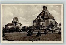 01477 O8143 Arnsdorf b. Dresden - Kirche und Verwaltungsgebäude der Landesanstalt