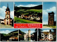 63863 W8751 Hobbach - Kirche Geishöhe Pension Auerhahn Märchenschloß Mespelbrunn SChloß Oberaulenbach Rückseite mit Abschürfungen bzw Kleberesten