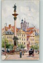 Warschau Warszawa Künstlerkarte Plac Zamkowy sign.