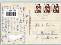 97509 W8722 Wipfeld Gebrauchsspuren Rückseite mit Abschürfungen und Kleberesten Fachwerkhaus Rathaus Schloss Klingenberg