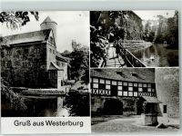 38836 O3601 Dedeleben - Rückseite mit Abschürfungen bzw Kleberesten Burg Park mit Brücke Brunnen