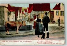 Verlag Fuchs Nr. 2042 Kuh Volksleben Schwarzwald Gebrauchsspuren