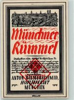 W8000 München Münchner Kümmel Aquavit Anton Riemerschmid Flaschenetikett KEINE AK
