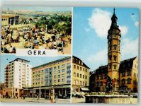 07545 O6500 Gera - Terassencafe Straße der Republik Rathaus Brunnen