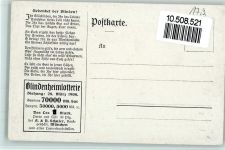 Rückseite Gedicht u. Blindenheimlotterie 1908 AK Blinde