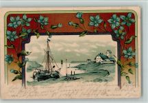 schöne Litho, gute Erhaltung AK Fischerboot 1902 Lithographie