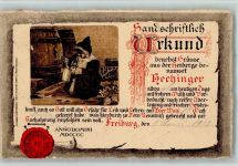 Urkunde v. Herberge Hechinger auf euer Wohl ... Maß geleert - Bier AK Bier 1912