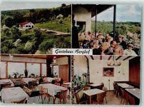 63867 W8752 Steinbach , Kr Aschaffenburg - Gästehaus Berghof Bes. Fr. Heeg Café Pension Terrasse Baumblüte Gastraum