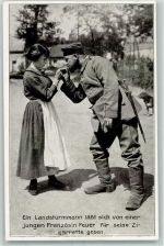 Landsturmmann Französing gibt Feuer für seine Zigarette Verlag Imburg & Lefson K 319 AK Deutsches Heer WK I