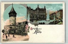 50667 W5000 Köln Deutscher Ring Lithographie Ulre Pforte Fontäne Fahrrad
