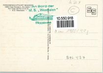57462 W5960 Olpe , Biggesee - MS Westfalen Bordstempel Biggesee AK