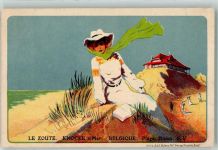 Knocke Plage Dunes Golf Frau Buch lesen Golf Gebrauchsspuren