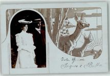 Ehepaar Jugendstil Fotomontage 1906 Privatfoto AK