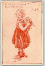 Bayr. Blumentag 1913 sign Carl Marr AK Blumentag Gebrauchsspuren