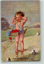 Schlechtes Geschäft Weint Herzen sign Amor Künstlerkarte
