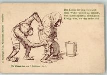 Affen , die Wasserkur Quidenus, F. 1899 Künstlerkarte