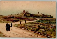 Mdina Lithographie Kirche Tracht Citta vecchia